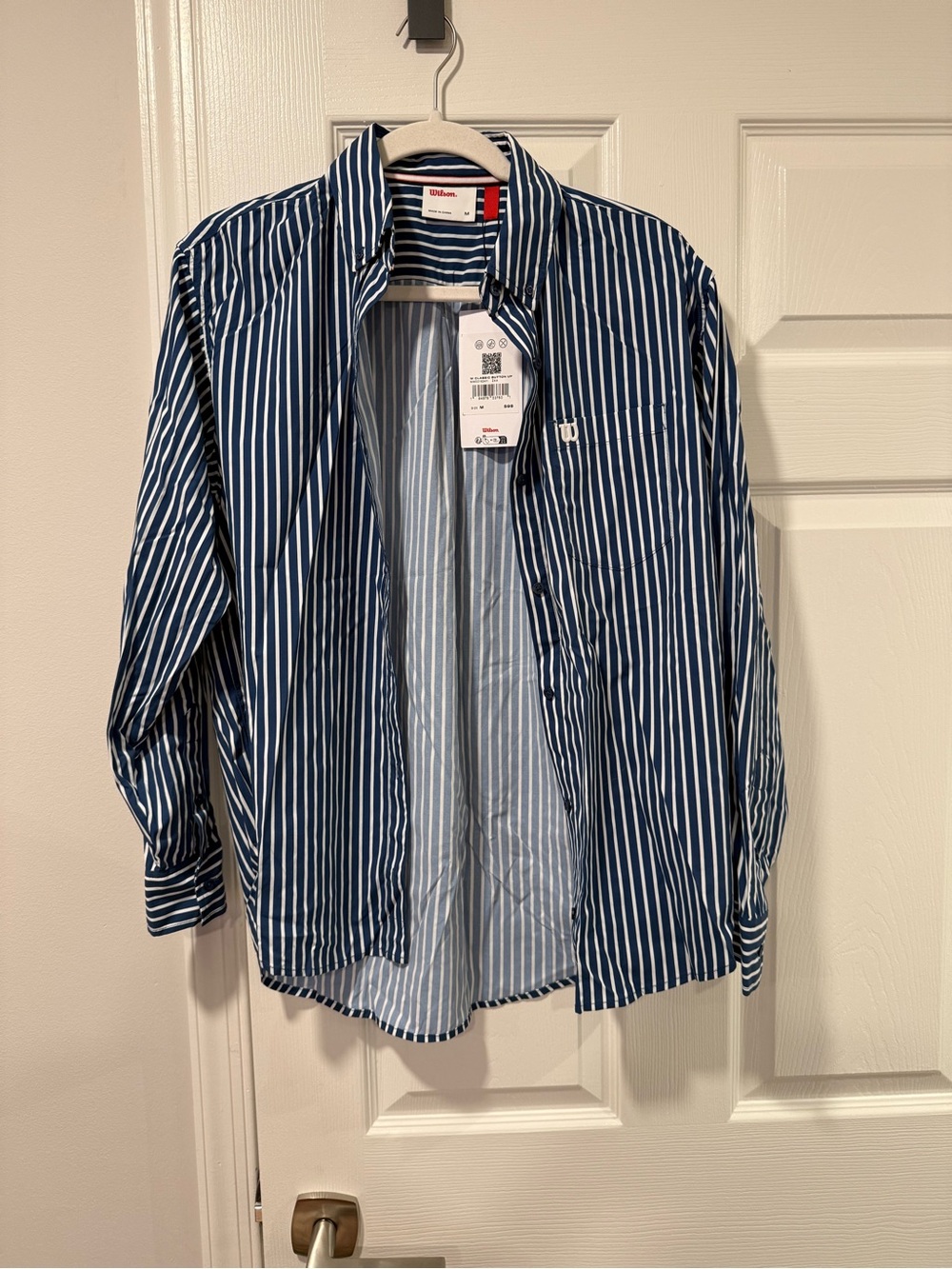 Wilson Women’s Navy & White Vertical Stripe Button-Down Shirt